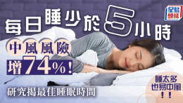 每天睡少于5小时中风率高74%，睡太多也增风险